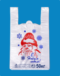 Майка ПНД 30+16х55 ДедМороз белая (1000шт) 25 мкр